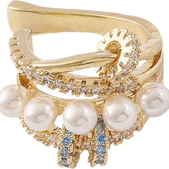 Copper Gold Color Cubic Zirconia Simulated Pearl Safe for Sensitive Ears